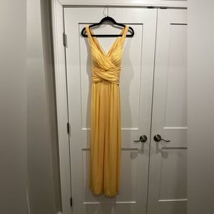 David’s Bridal Yellow V-Neck Floor-Length Bridesmaid Dress Size 8